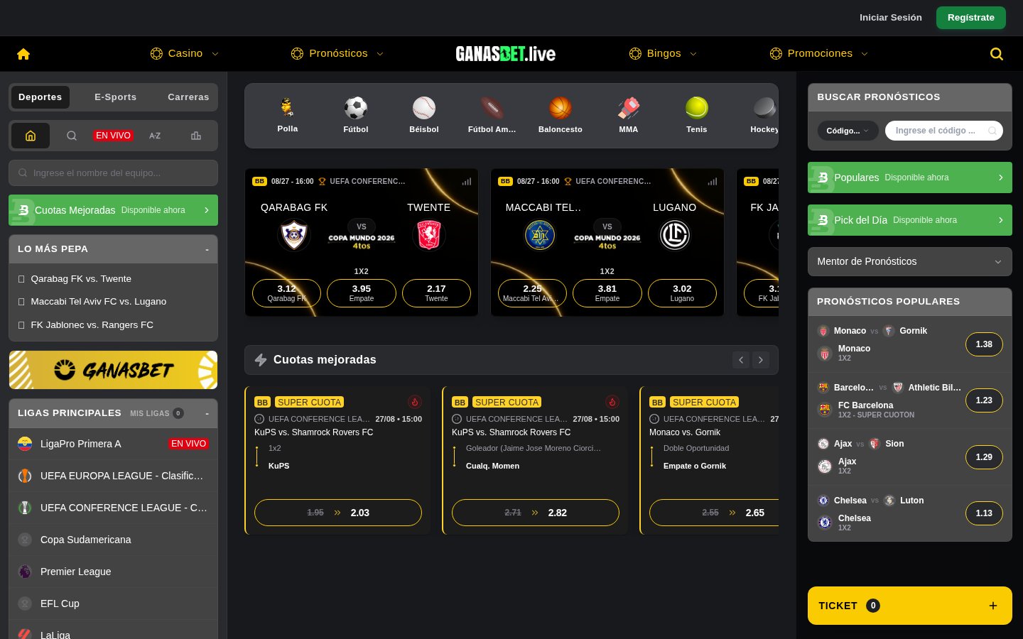 GanasBet — Deportes, casino, bingos y pronósticos en un solo hub
